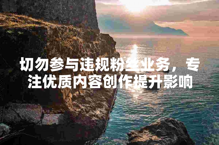 切勿参与违规粉丝业务，专注优质内容创作提升影响力。