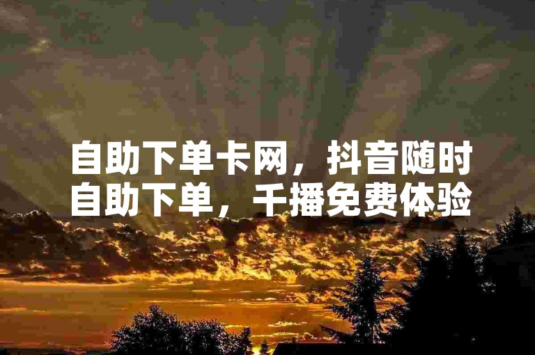 自助下单卡网，抖音随时自助下单，千播免费体验。