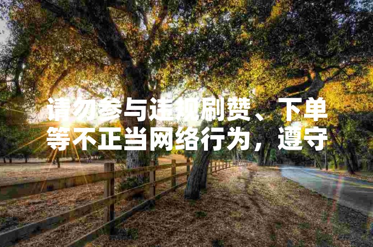 请勿参与违规刷赞、下单等不正当网络行为，遵守平台规则。