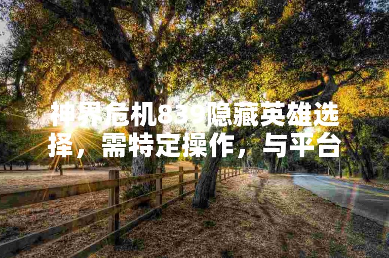 神界危机839隐藏英雄选择，需特定操作，与平台无关。