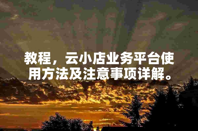 教程，云小店业务平台使用方法及注意事项详解。
