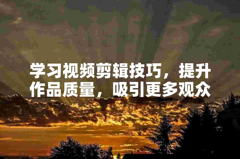 学习视频剪辑技巧，提升作品质量，吸引更多观众关注。
