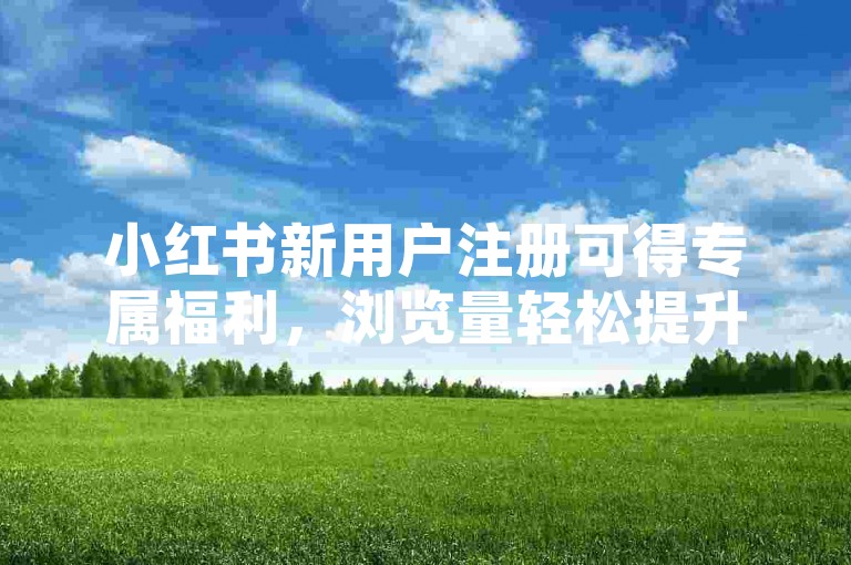 小红书新用户注册可得专属福利，浏览量轻松提升有妙招。