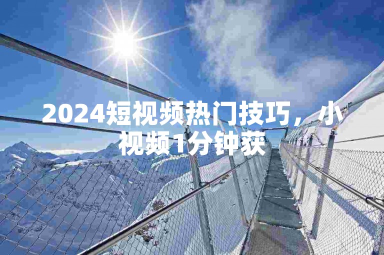 2024短视频热门技巧，小视频1分钟获500赞，速来学！