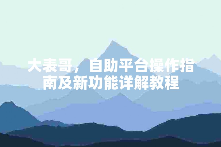 大表哥，自助平台操作指南及新功能详解教程