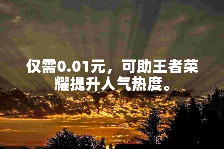 仅需0.01元，可助王者荣耀提升人气热度。