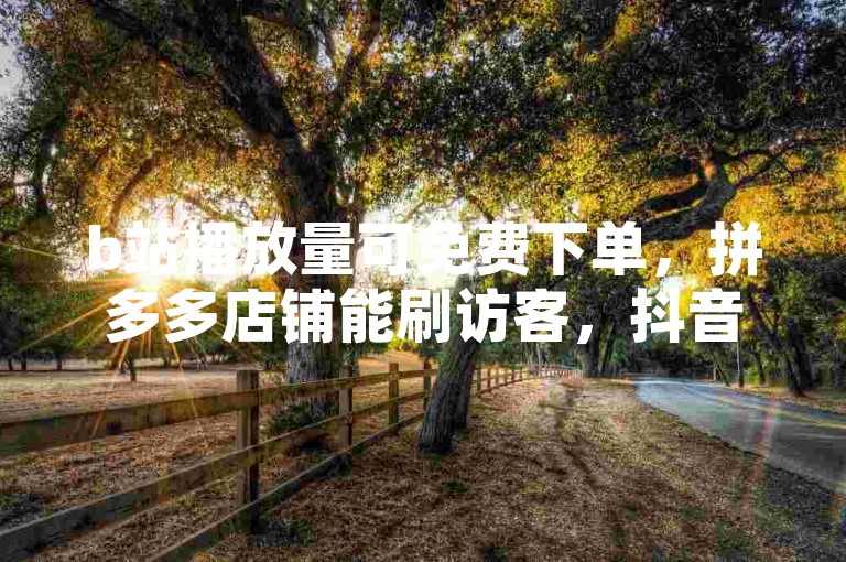 b站播放量可免费下单，拼多多店铺能刷访客，抖音业务低价平台24小时自助。