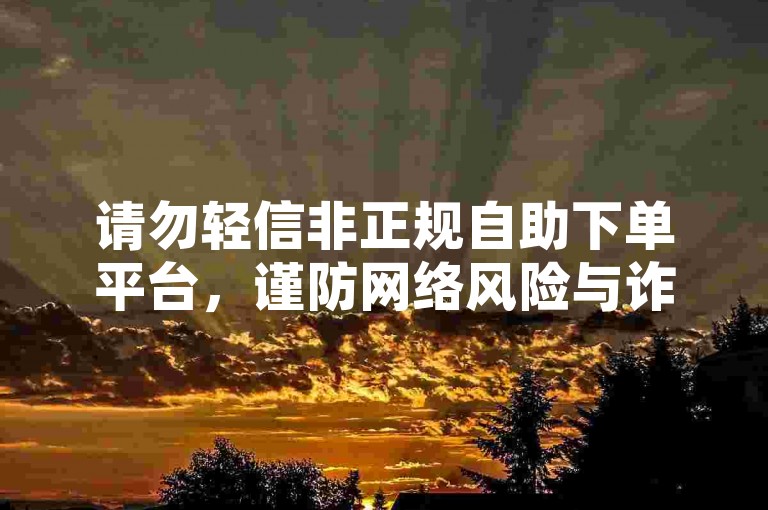 请勿轻信非正规自助下单平台，谨防网络风险与诈骗。