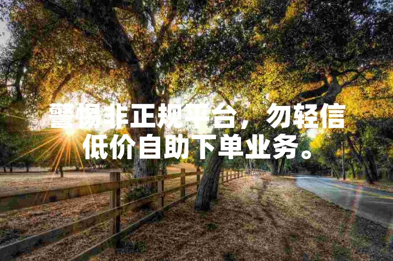 警惕非正规平台，勿轻信低价自助下单业务。