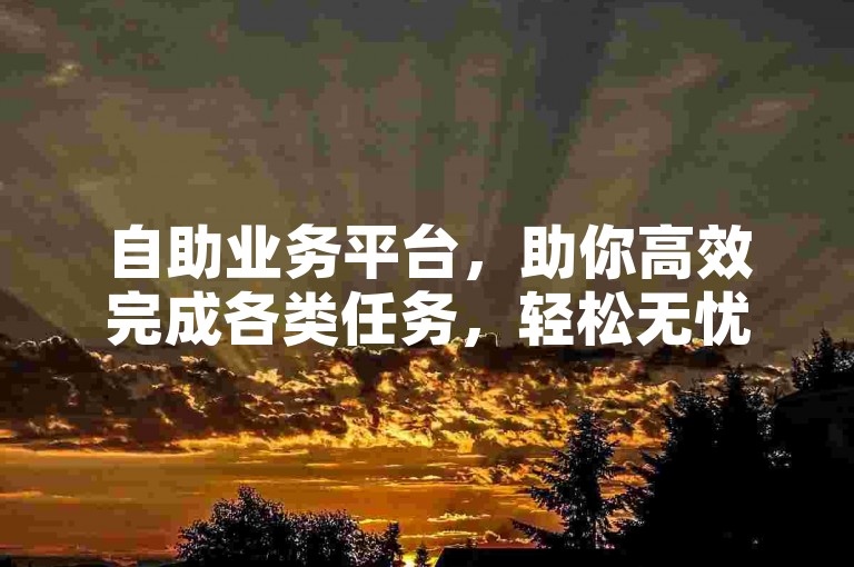 自助业务平台，助你高效完成各类任务，轻松无忧。