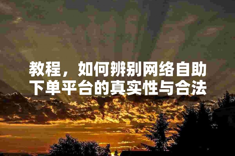 教程，如何辨别网络自助下单平台的真实性与合法性。