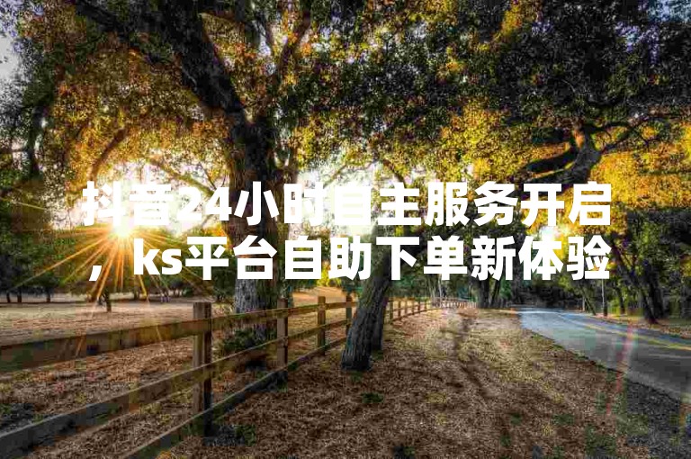 抖音24小时自主服务开启，ks平台自助下单新体验。