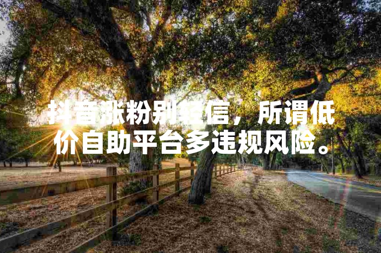 抖音涨粉别轻信，所谓低价自助平台多违规风险。