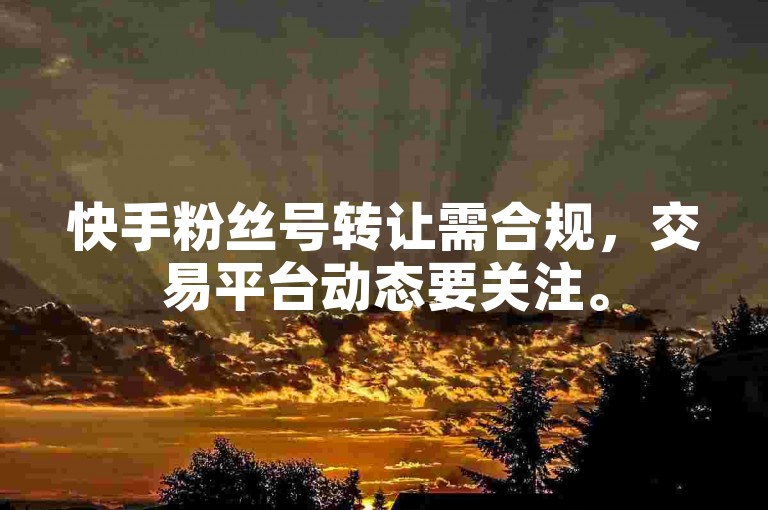 快手粉丝号转让需合规，交易平台动态要关注。