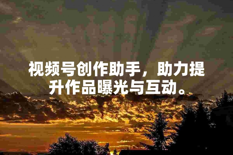 视频号创作助手，助力提升作品曝光与互动。