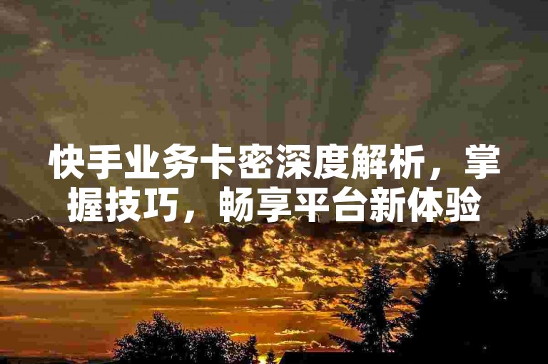 快手业务卡密深度解析，掌握技巧，畅享平台新体验！