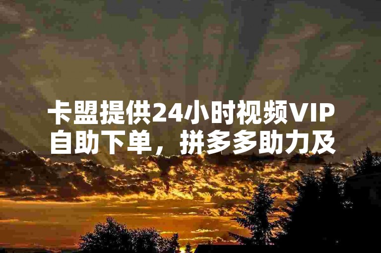 卡盟提供24小时视频VIP自助下单，拼多多助力及抖音充值服务。