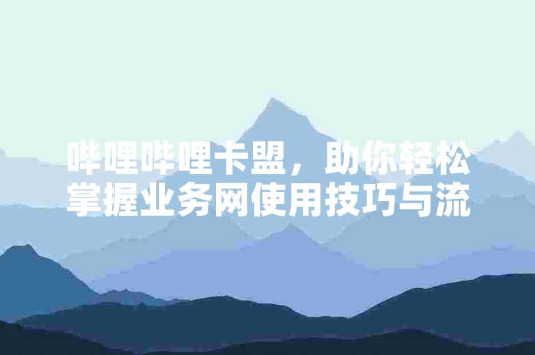 哔哩哔哩卡盟，助你轻松掌握业务网使用技巧与流程。