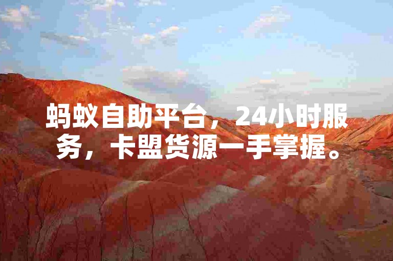蚂蚁自助平台，24小时服务，卡盟货源一手掌握。