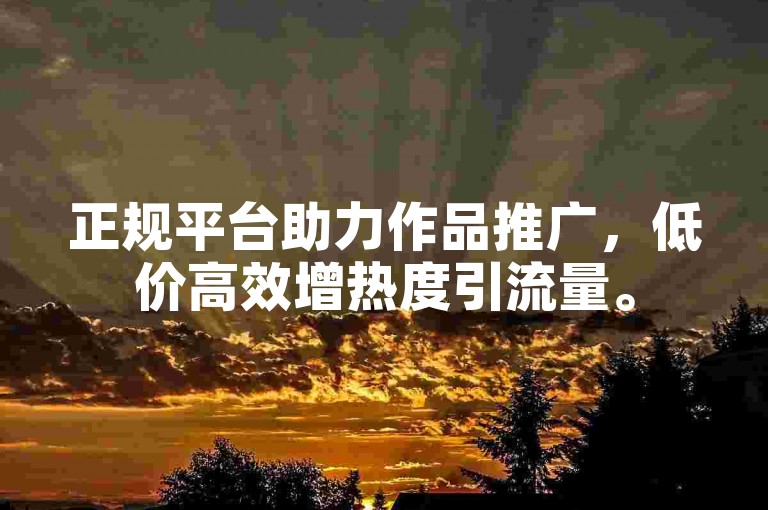 正规平台助力作品推广，低价高效增热度引流量。