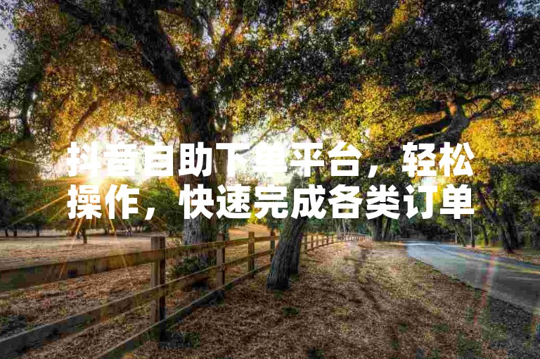 抖音自助下单平台，轻松操作，快速完成各类订单任务。
