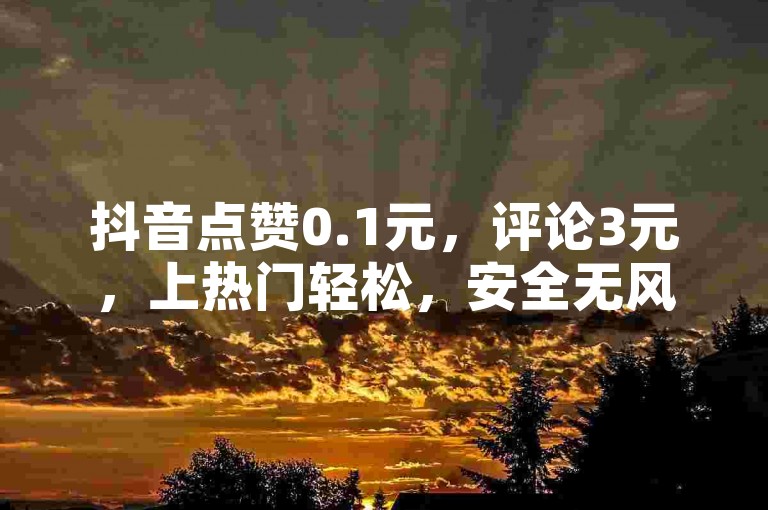抖音点赞0.1元，评论3元，上热门轻松，安全无风险。