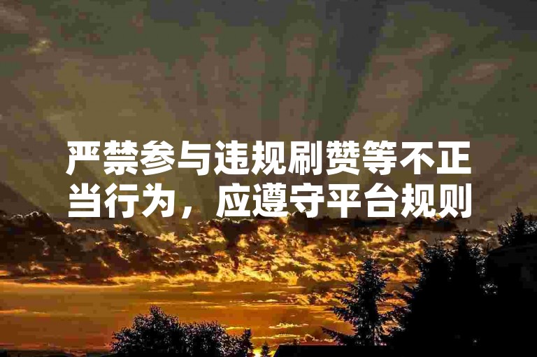 严禁参与违规刷赞等不正当行为，应遵守平台规则。