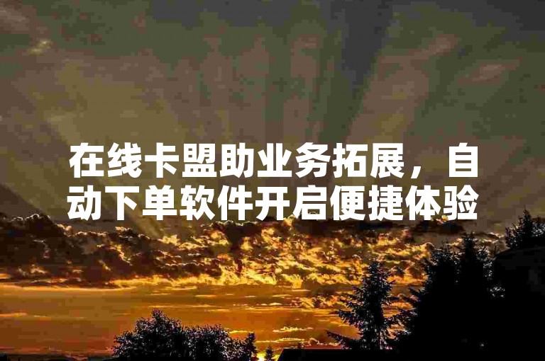 在线卡盟助业务拓展，自动下单软件开启便捷体验之旅。