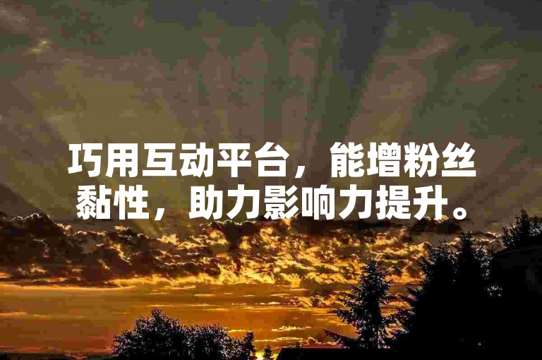 巧用互动平台，能增粉丝黏性，助力影响力提升。