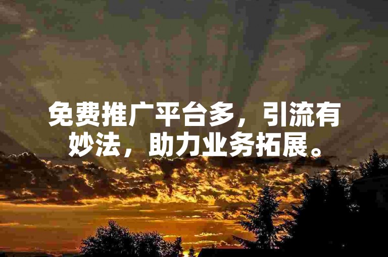 免费推广平台多，引流有妙法，助力业务拓展。