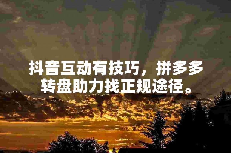 抖音互动有技巧，拼多多转盘助力找正规途径。