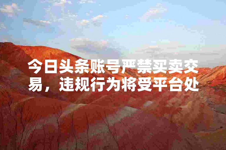 今日头条账号严禁买卖交易，违规行为将受平台处罚。