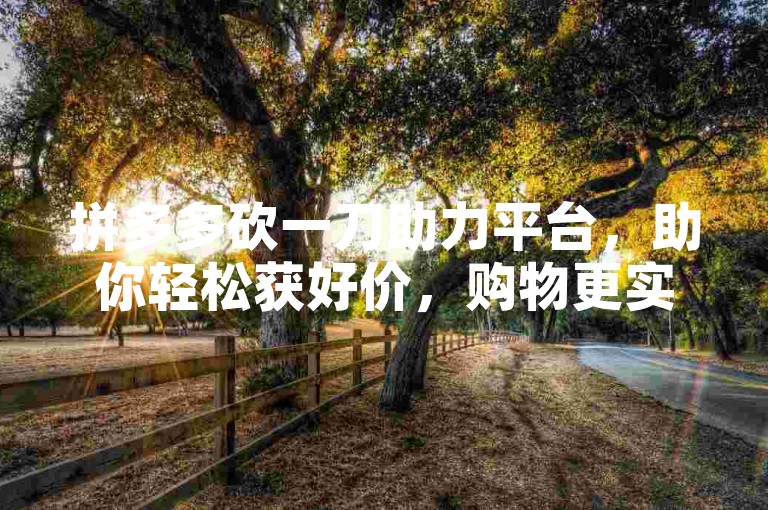拼多多砍一刀助力平台，助你轻松获好价，购物更实惠。