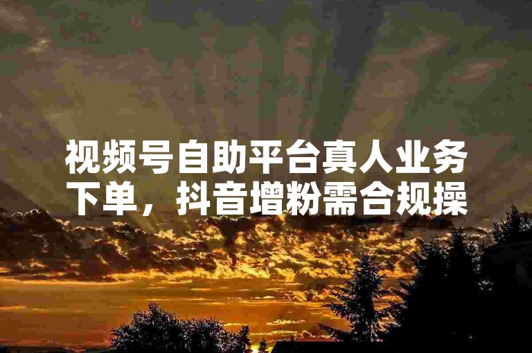 视频号自助平台真人业务下单，抖音增粉需合规操作。