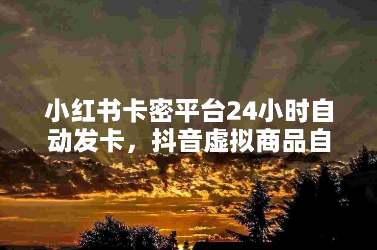 小红书卡密平台24小时自动发卡，抖音虚拟商品自助选购
