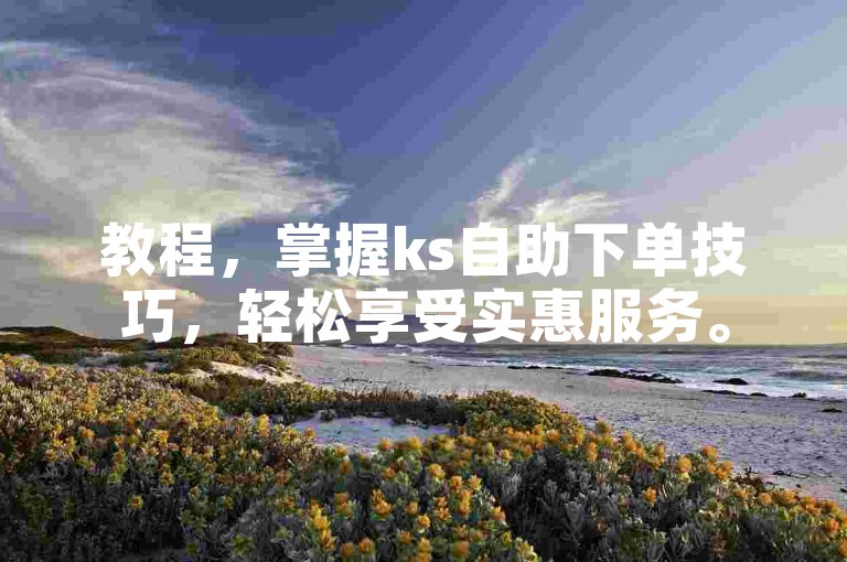 教程，掌握ks自助下单技巧，轻松享受实惠服务。