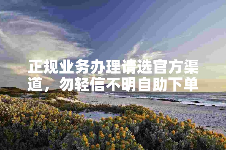 正规业务办理请选官方渠道，勿轻信不明自助下单平台。