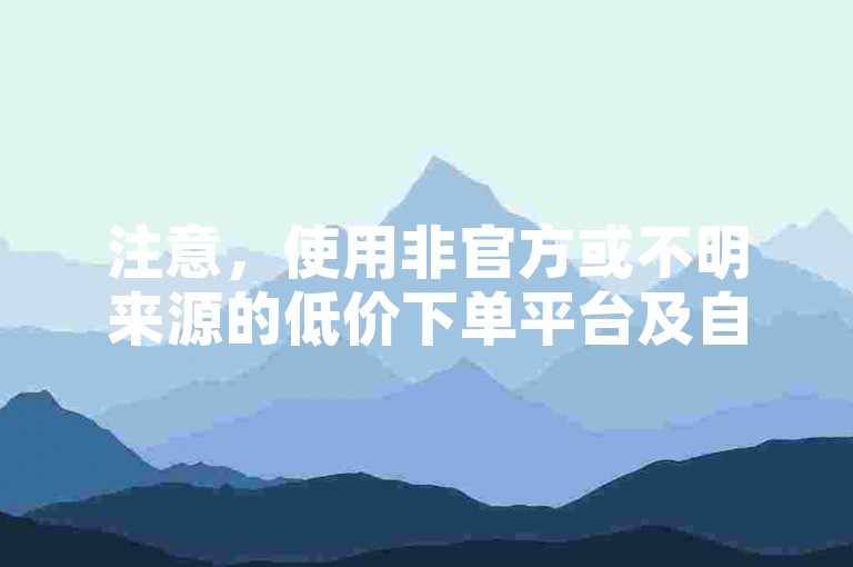 注意，使用非官方或不明来源的低价下单平台及自助业务可能违反服务条款，存在风险。