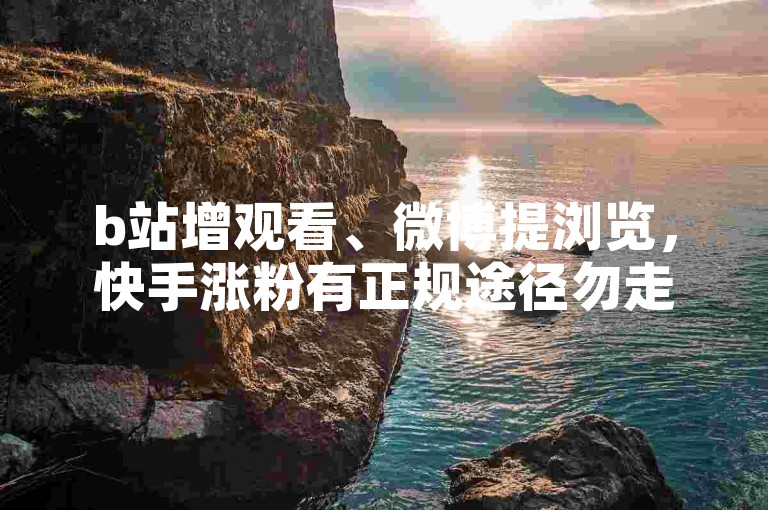b站增观看、微博提浏览，快手涨粉有正规途径勿走捷径。