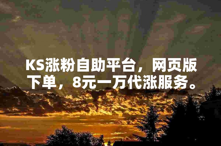 KS涨粉自助平台，网页版下单，8元一万代涨服务。