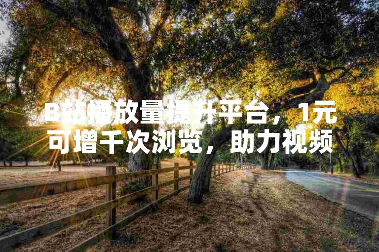 B站播放量提升平台，1元可增千次浏览，助力视频热度攀升。