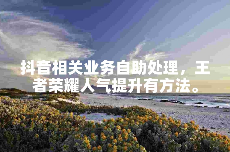 抖音相关业务自助处理，王者荣耀人气提升有方法。