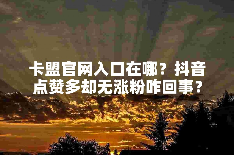 卡盟官网入口在哪？抖音点赞多却无涨粉咋回事？
