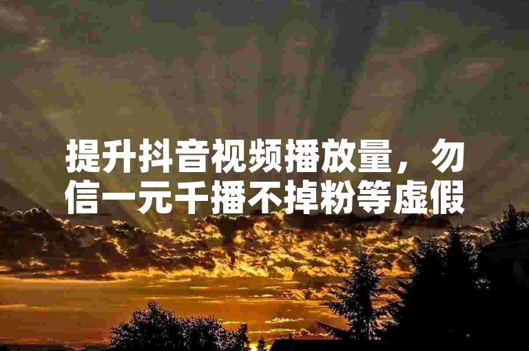 提升抖音视频播放量，勿信一元千播不掉粉等虚假宣传。