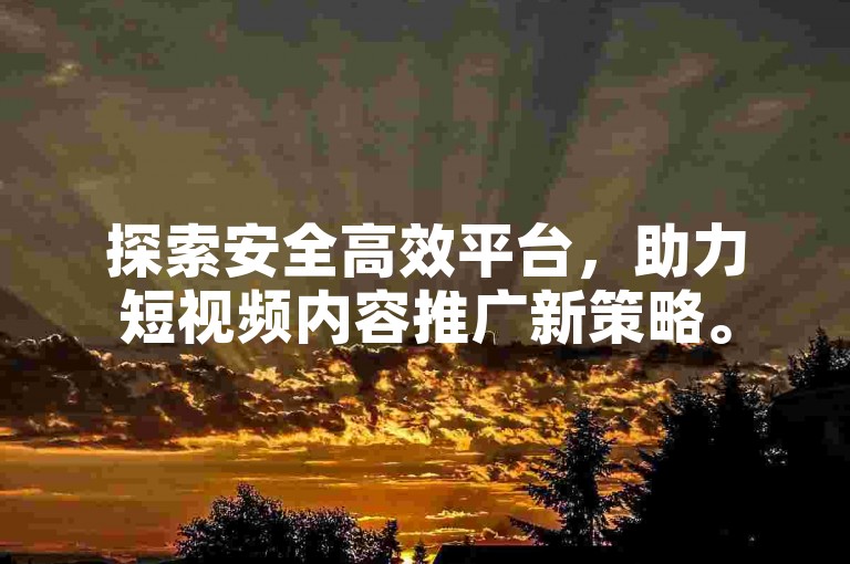 探索安全高效平台，助力短视频内容推广新策略。