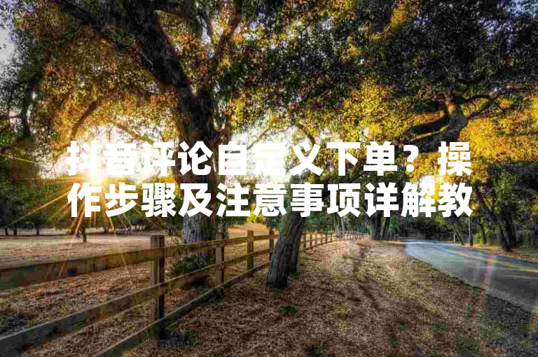 抖音评论自定义下单？操作步骤及注意事项详解教程。