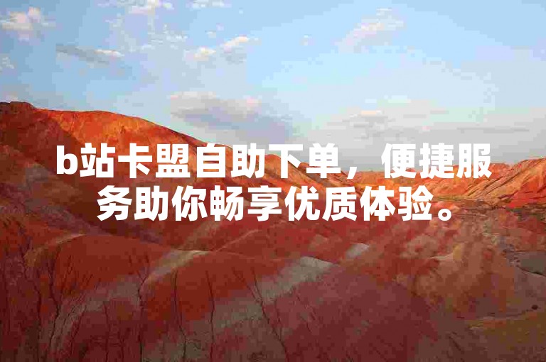 b站卡盟自助下单，便捷服务助你畅享优质体验。