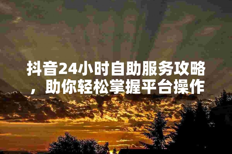 抖音24小时自助服务攻略，助你轻松掌握平台操作技巧！