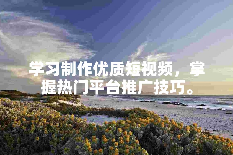 学习制作优质短视频，掌握热门平台推广技巧。