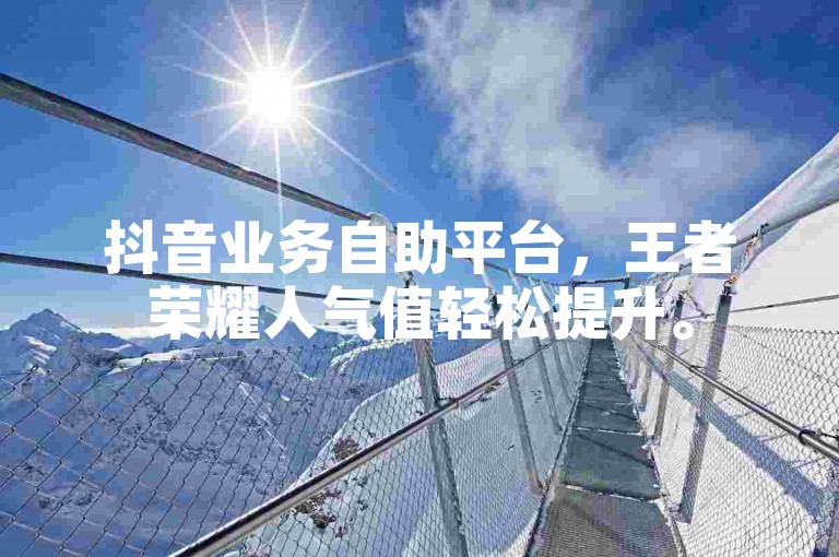抖音业务自助平台，王者荣耀人气值轻松提升。